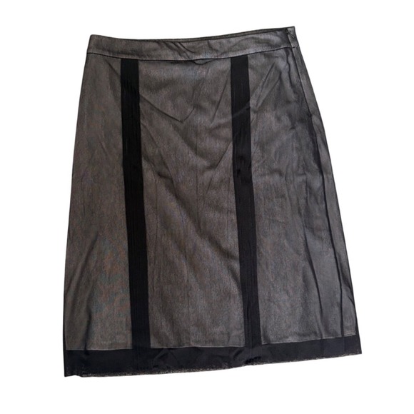 Vivienne Tam Dresses & Skirts - Vivienne Tam Mesh Midi Skirt Metallic Charcoal Grey Pleated Ribbon Detail Size 3